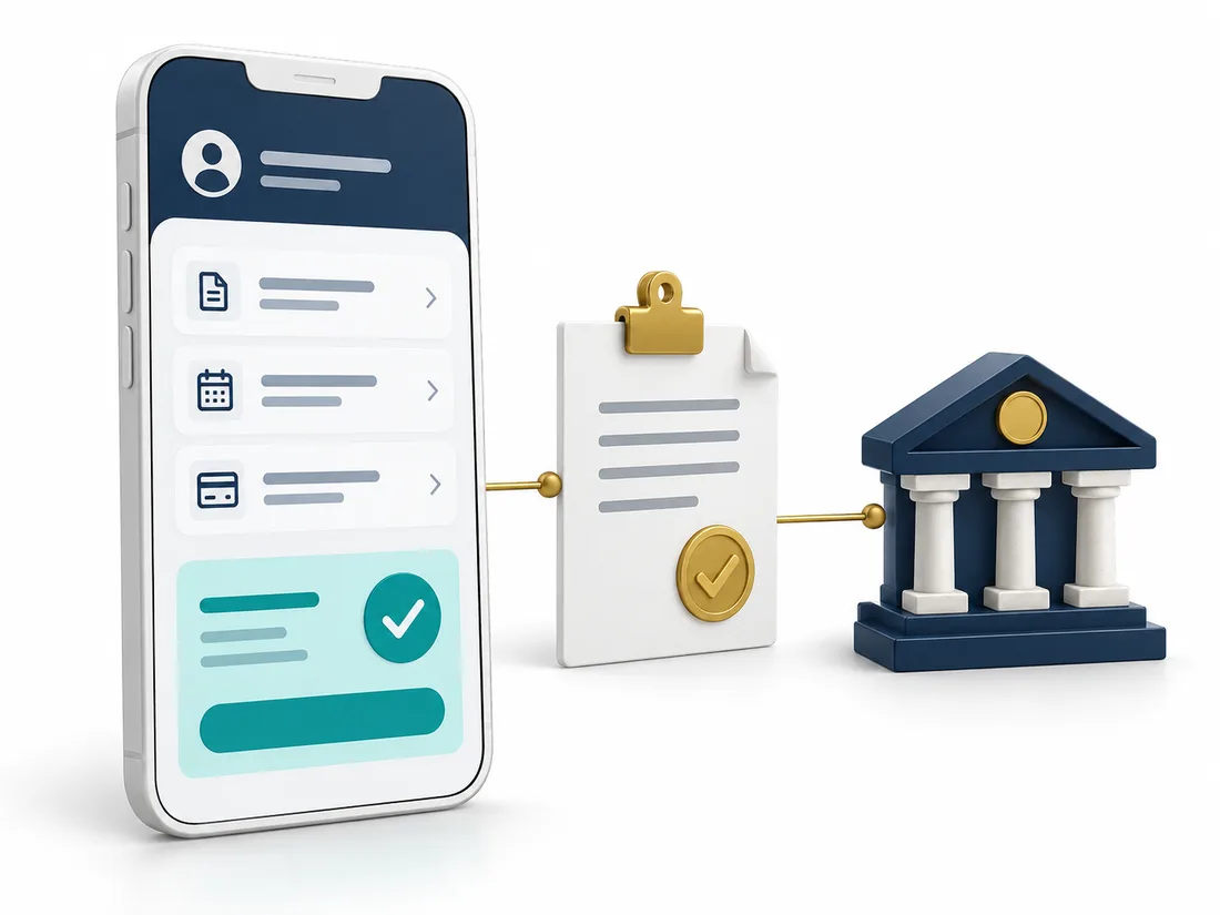 Portal do Devedor no celular conectado a um acordo e ao recebimento pela instituição do credor.